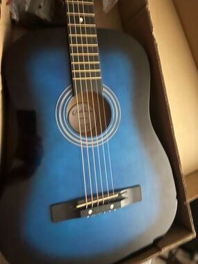 Blue Acoustic Guitar - Classic Dreadnought Style